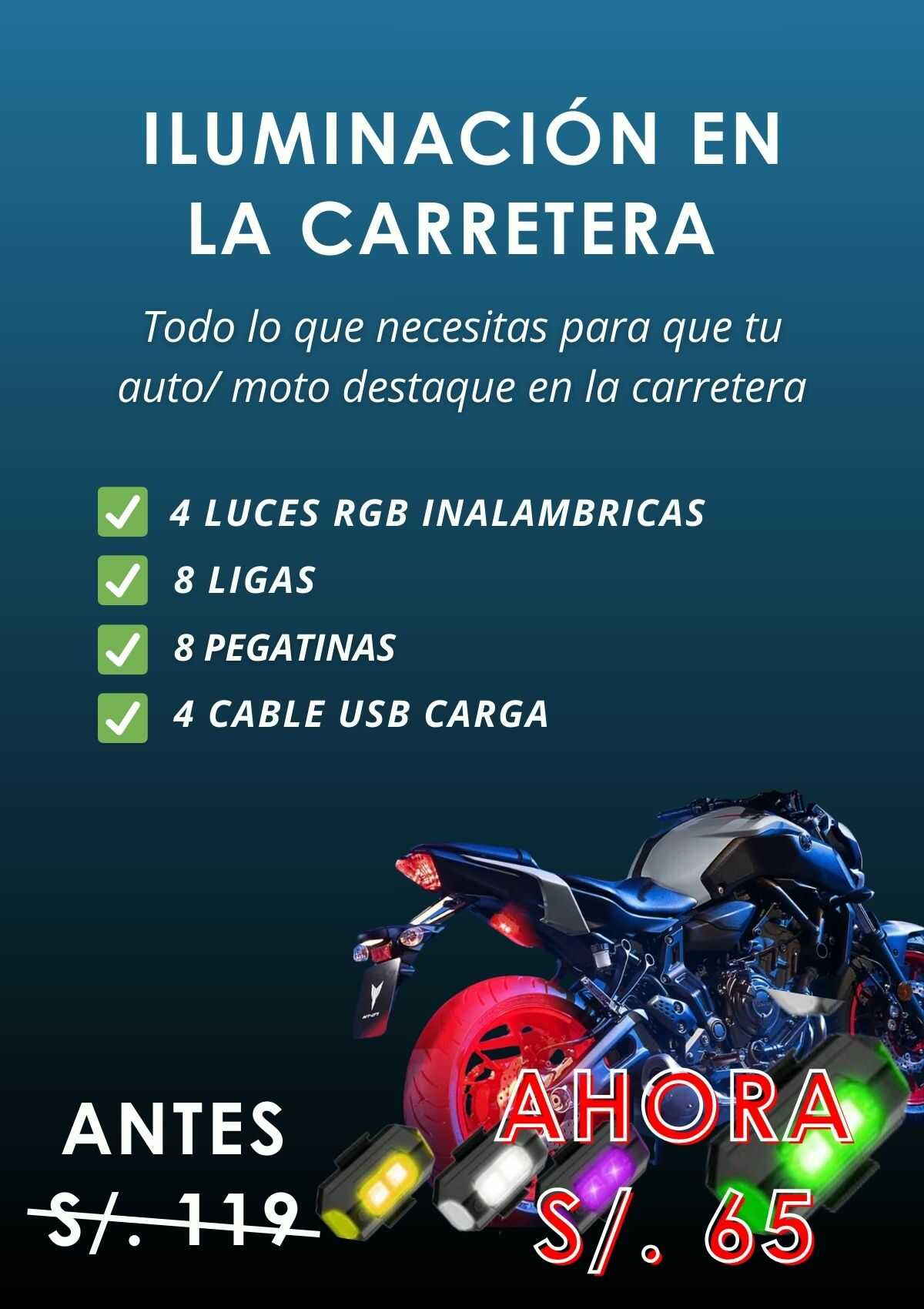 Pack de 4 Luces RGB- Auto/Motos